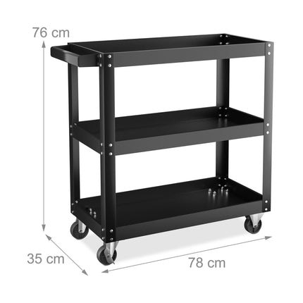 Workshop trolley with 3 shelves