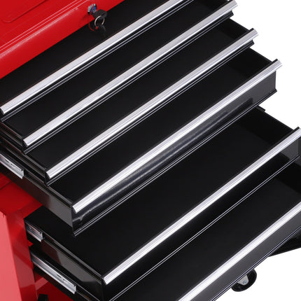 Lockable metal tool trolley with 6 drawers and cabinet