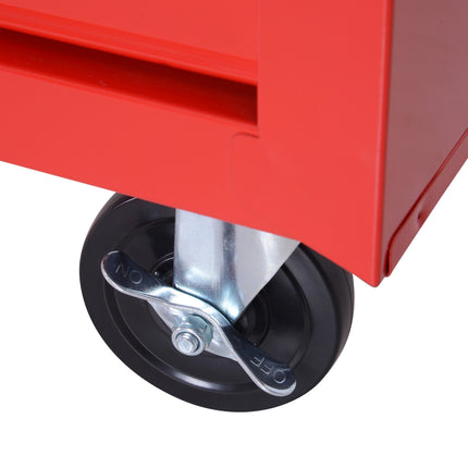 Workshop tool trolley with wheels, 7 lockable drawers