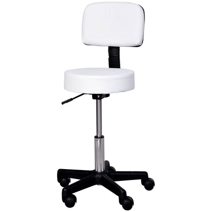 Swivel height-adjustable office stool with backrest, white