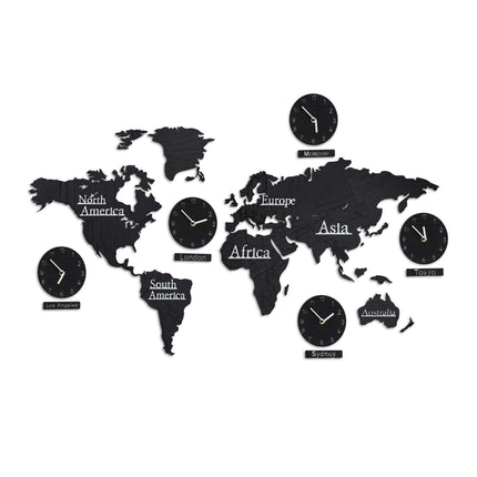 World Map with 5 Clocks