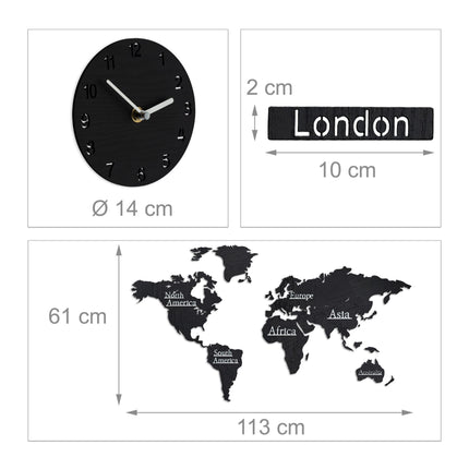 World Map with 5 Clocks