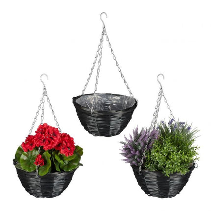Woven hanging basket set of 3
