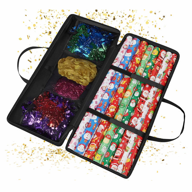 Wrapping Paper Storage Bag with Mesh Pockets