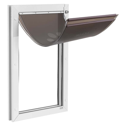 XL Dog Door, Double Magnetic Flaps, Metal Frame, White