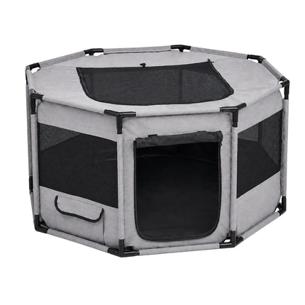XL Indoor & Outdoor Puppy Playpen, Polyester, Grey/Black