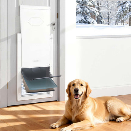 XL Pet Door – Metal Frame, 3 Magnetic Flaps, White