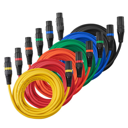 XLR Microphone Cables 6.1 m, 6-Pack, Shielded 3-Pin