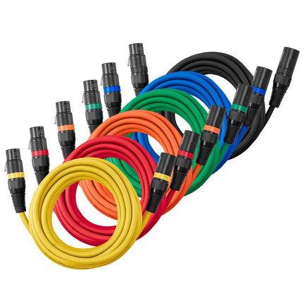 XLR Microphone Cables, 6-Pack 15 ft Shielded 3-Pin