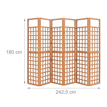 XL Wooden Trellis Screen, Light Brown, 6 Panels