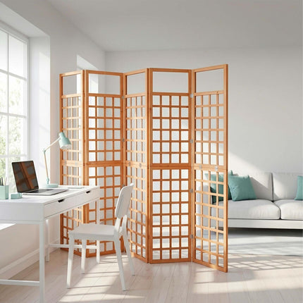 XL Wooden Trellis Screen, Light Brown, 6 Panels