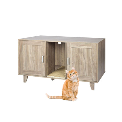 XXL Cat Litter Cabinet with Mat – Dual Compartment