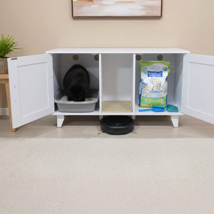 XXL Cat Litter Cabinet with Mat – Dual Compartment