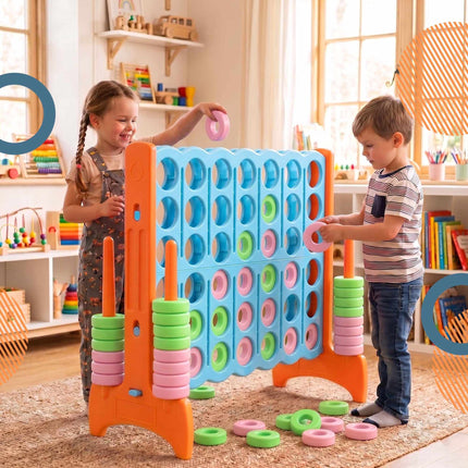 XXL Connect Four Game – Light Blue-Orange, Plastic