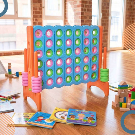 XXL Connect Four Game, Light Blue-Orange, with Bag