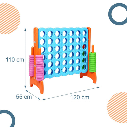 XXL Connect Four Game, Light Blue-Orange, with Bag