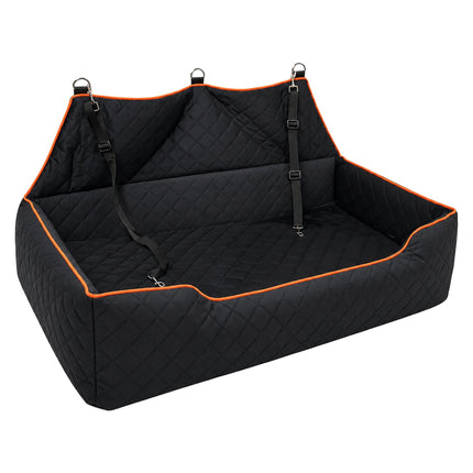 XXL Dog Car Seat, Velvet, Black/Orange, 2-in-1 Design