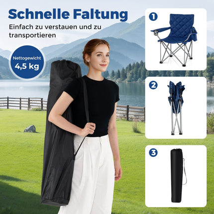 XXL Folding Camping Chair with Cooler & Cup Holder, 227kg Capacity