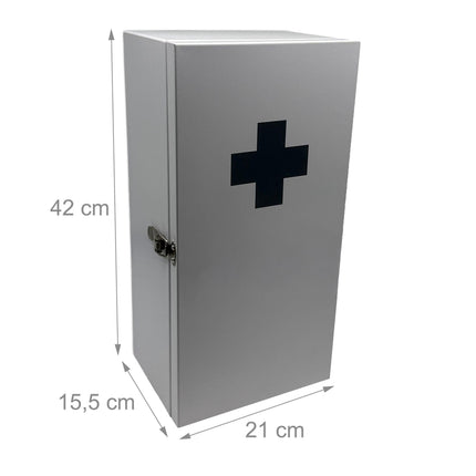 XXL Medical Cabinet, White Iron, Wall-Mounted, 3 Shelves