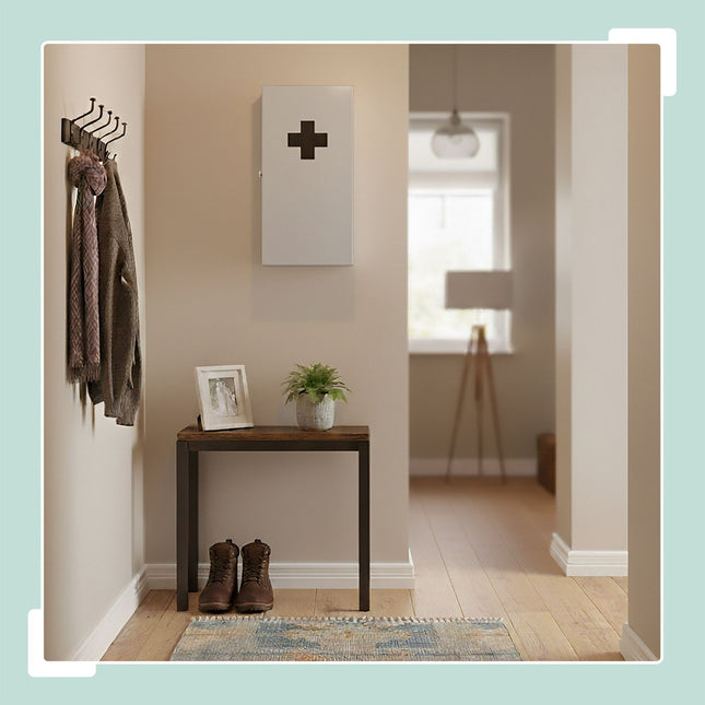 XXL Medical Cabinet, White Iron, Wall-Mounted, 3 Shelves