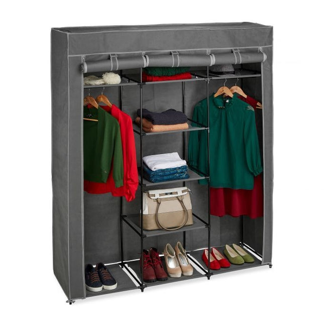 XXL fabric wardrobe with 2 clothes rails