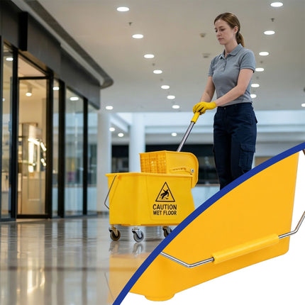 Yellow Mop Trolley with Press, 22L Capacity