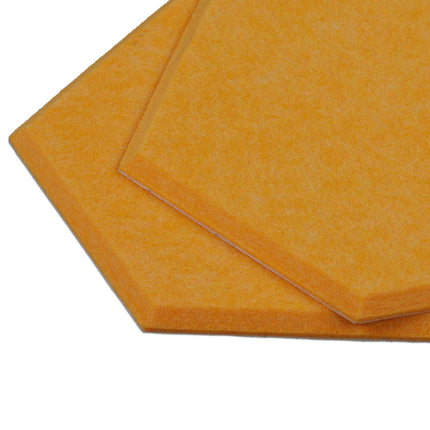 Yellow hexagons for pin board with felt - 6 pcs