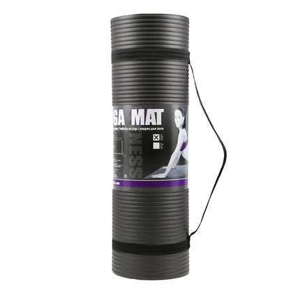 Yoga Mat, Non-Slip, Black, 15mm Thickness