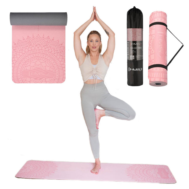 Yogamat TPE, lichtroze, antislip, 10 mm