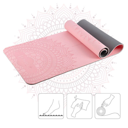 Yoga Set – TPE Mat, Pink; Gray Block; Strap