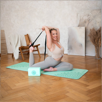 Yoga Strap, Black, Durable, Adjustable Length