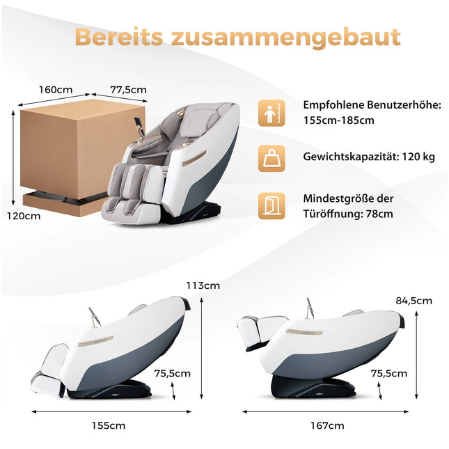 Fotel do masażu Shiatsu Zero Gravity z masażem cieplnym i powietrznym