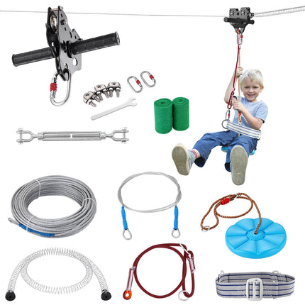 Zip Line Kit 24.38 m, 227 kg Capacity, Seat and Harness