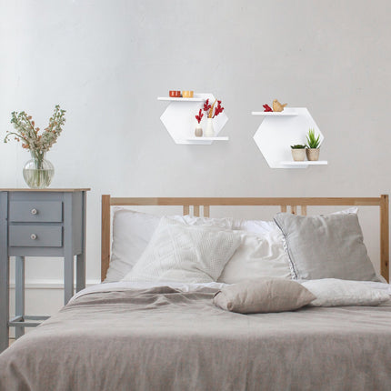 Hexagonal wall shelves in a set of 2