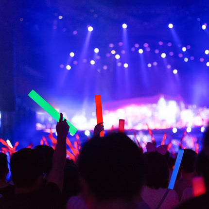 set of 10 LED light sticks in foam plastic