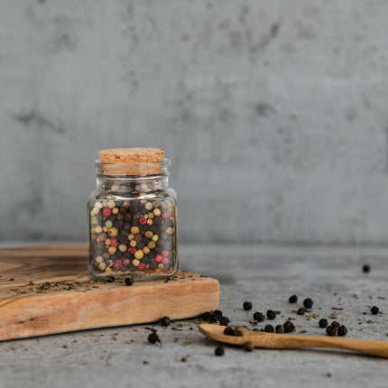 set of 12 spice jars with square cork lids