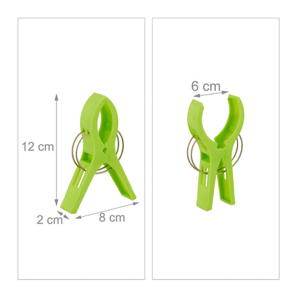set of 16 beach towel clips in blue/green