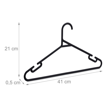 set of 24 coat hangers in black plastic