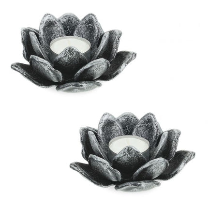 set of 2 Lotus-shaped tea light holders