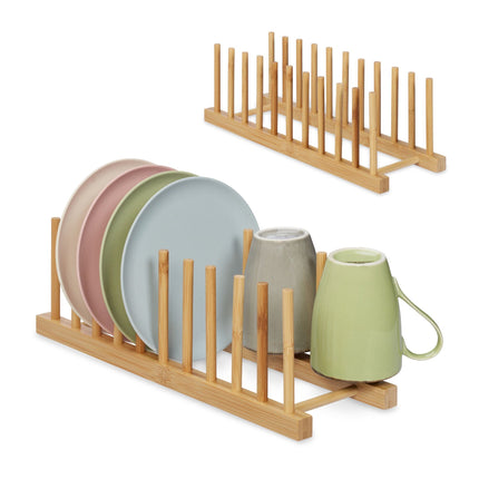 set of 2 bamboo plate racks