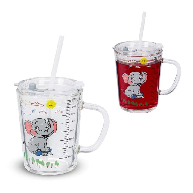 set of 2 children's glasses with an elephant motif