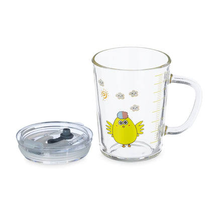 set of 2 children's glasses with chicken motif