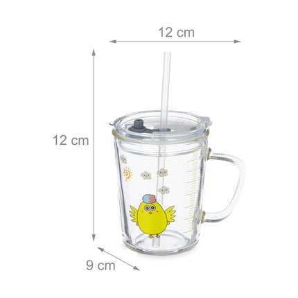 set of 2 children's glasses with chicken motif