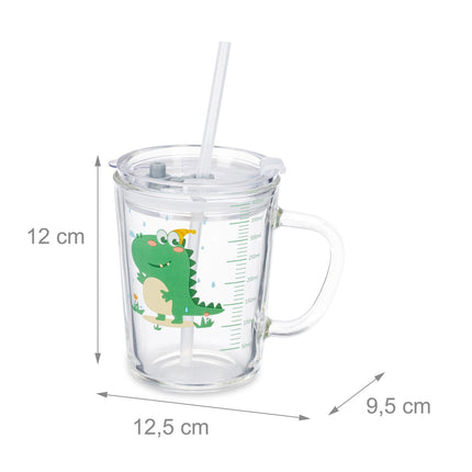 set of 2 children's glasses with dinosaur motifs
