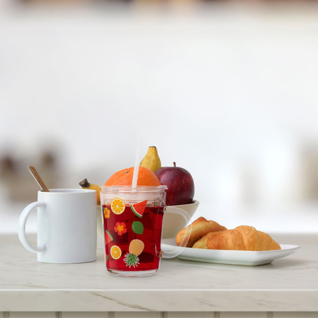 set of 2 children's glasses with fruit motifs