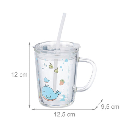 set of 2 children's glasses with whale motif