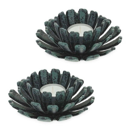 set of 2 flower-shaped tealight holders