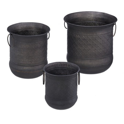 set of 3 antique flower pots