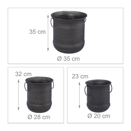 set of 3 antique flower pots
