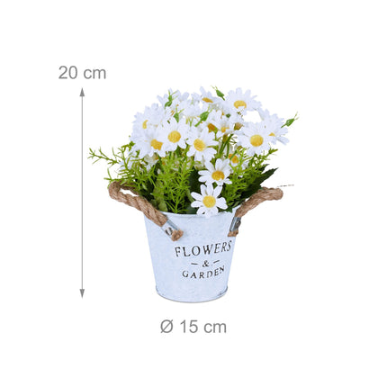set of 3 artificial flowers in pot